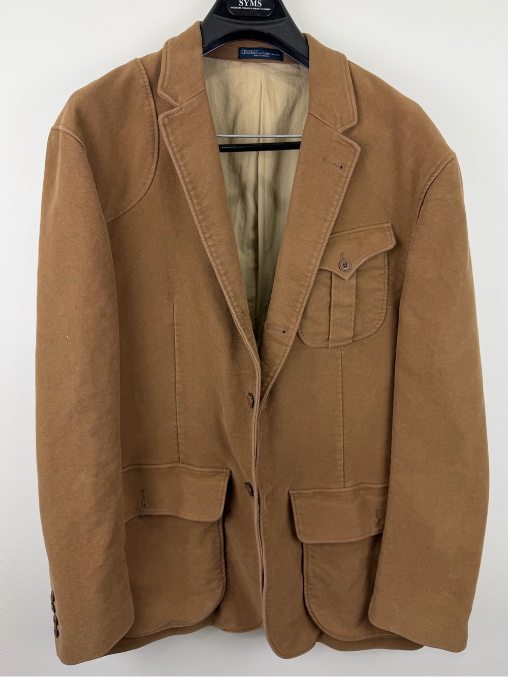 Polo Ralph Lauren Men’s XL Tan Brushed Fabric Safari Blazer Jacket